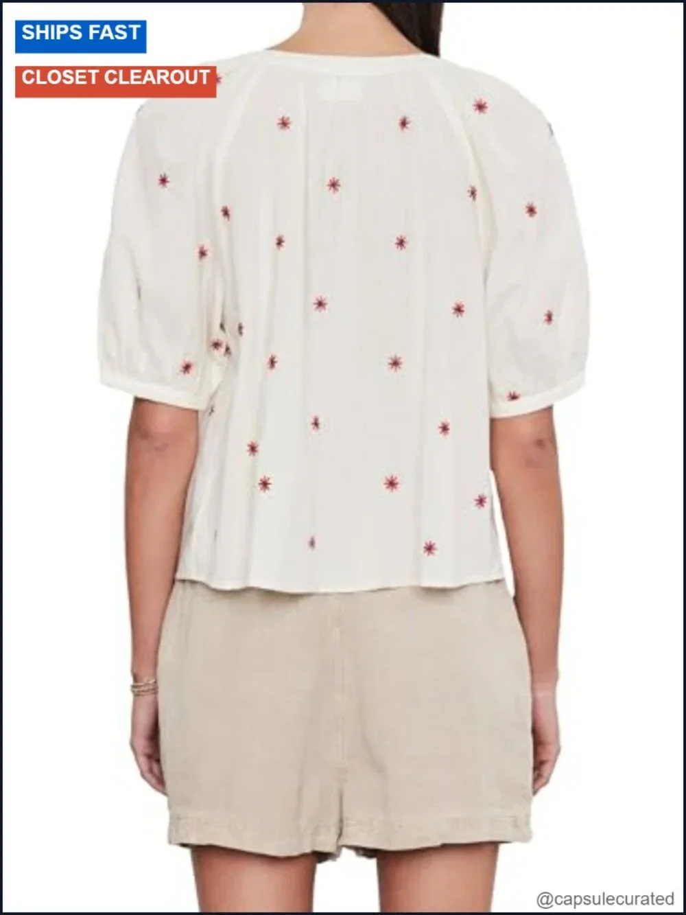 Novelty Embroidered Blouse - Lightweight Cotton Tunic Top